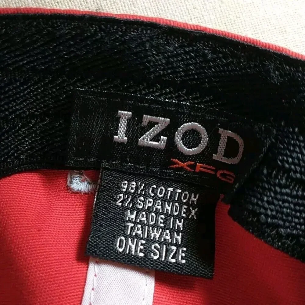 Izod XFGE Baseball Cap Hat Men OS Red White Embroidered Adjustable SpellOut Logo
